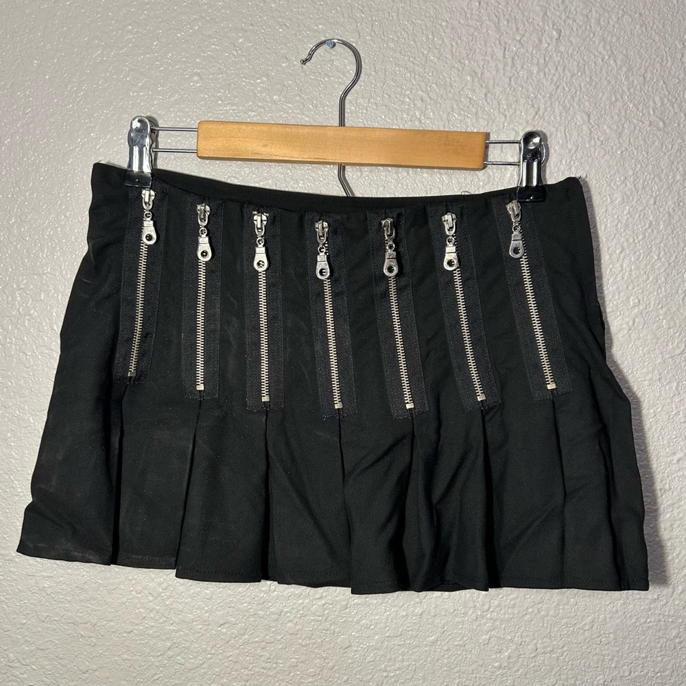 Vintage Y2K Black Kindergarten pleated zipper mini skirt
